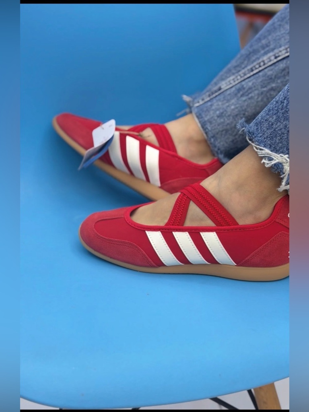 adidas Women's barreda Mary Jane Sneakers with White Stripes - Picture 3 of 6